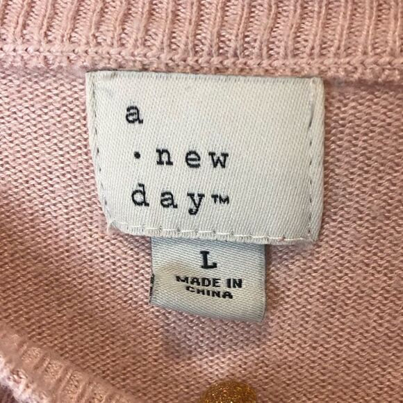 A New Day pink long sleeve sweater size large - Picture 2 of 9